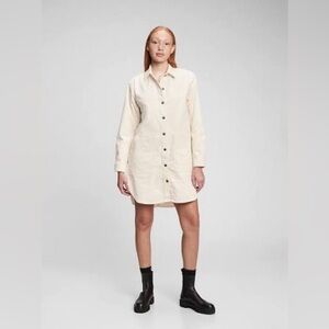GAP NWT❗️Corduroy Cream Button-Up Shirt Dress